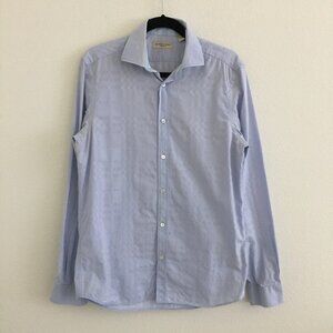 BURBERRY LONDON Mens Large 15 1/2 -39 Dress Shirt Button Down Light Blue Cotton